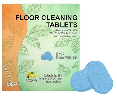 Hojas de limpieza de suelos, solución para tabletas de 12 piezas, limpiador de manchas, tabletas de limpieza de suelos dissolvables para laminados de madera de mármol, fórmula de cuidado múltiple con