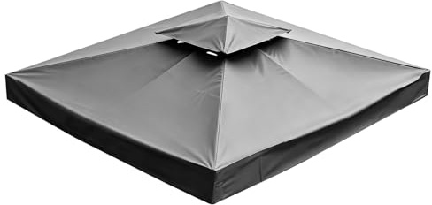 3x3 m Pavillon Ersatzdach wasserdicht, uv-beständig Oxford Gewebe, Doppellagiges, Sonnendach Outdoor Camping römischer Baldachin passend, für Gartenpavillon(Grau)