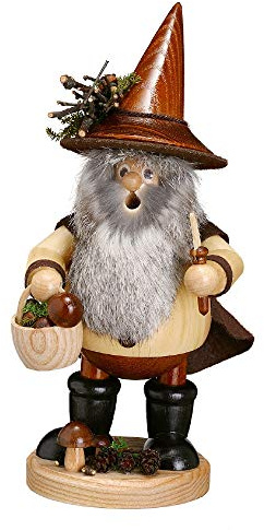 Drechselwerkstatt Uhlig Räuchermännchen Waldwichtel Pilzsammler, Natur - 25cm - Original Erzgebirge Räuchermann