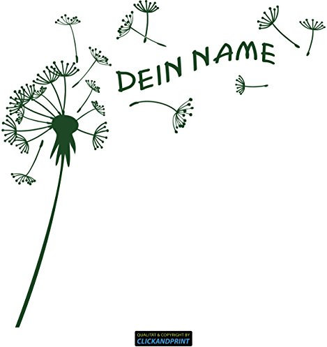 CLICKANDPRINT Aufkleber » Pusteblume mit Name, 100x99,1cm, Metallic Waldgrün • Dekoaufkleber/Autoaufkleber/Sticker/Decal/Vinyl