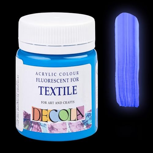 Decola Nevskaya Palitra fluorescerande textilfärg blå | 50 ml akryl neonfärg med lysande effekt under svart ljus (UV-ljus) | Kvalitet