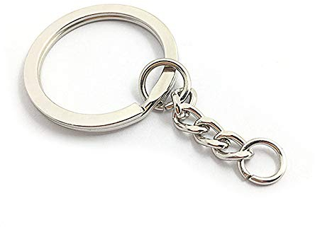 O-Kinee 100PCS Anilla de Llavero Anilla de Cadena de Llave Anillas Separables Llaveros Redondos con 4 Cadena de Enlace (100pcs)