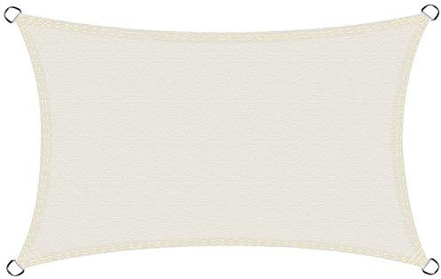 CHENG Voile ombrage rectangulaire 4x6.5m, Voile dombrage rectangulaire, résistant à l'eau, Résistante aux intempéries, pour Jardin terrasse Camping - Blanc Laiteux