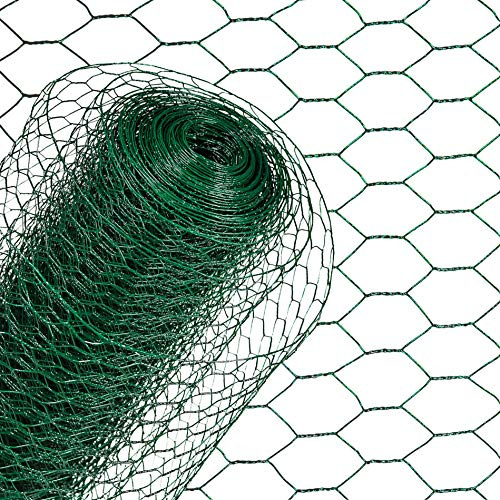 ESTEXO Sechseckgeflecht Gartenzaun Drahtzaun 25 mm Maschenweite Gitterzaun Kaninchendraht Drahtgitter Volierendraht Hasendraht Kaninchendraht Drahtgeflecht verzinkt und beschichtet Grün (1,20 x 25 m)
