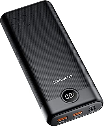 Charmast Power Bank 30 000 mAh USB C 20 W Charge Rapide Chargeur Portable Batterie Externe, Powerbank LED Display avec 2 entrées et 3 Sorties pour iPhone Samsung Huawei Smartphone Switch Tablet