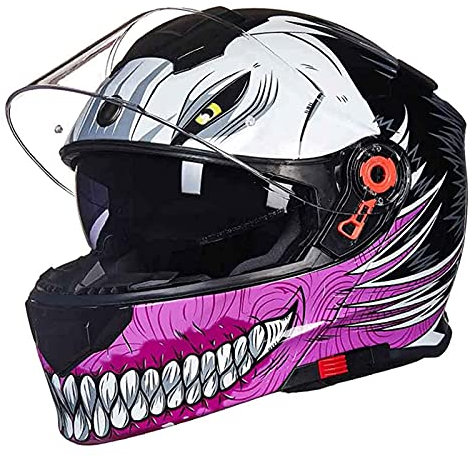 Herren Damen Integralhelm Modularer Motorradhelm Doppel-Sonnenblende Hochklappbarer Front-Motorradhelm DOT/ECE Standard Motorrad Mopedhelm,Rosa,XL
