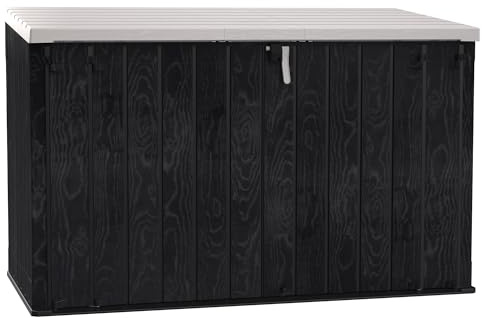 TOOMAX Baule Stora Way Porte-outils d'extérieur en polypropylène recyclé aspect bois (2770 L, Anthracite/gris taupe)