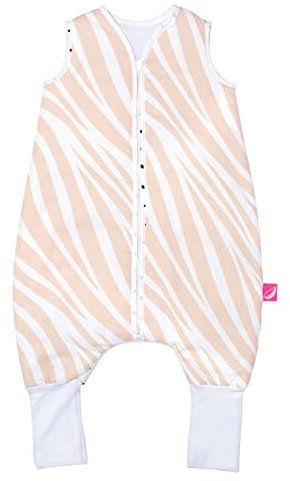 Babyschlafsack aus Baumwolle mit Beinen gefüttert von Motherhood - kuscheliger Babyschlafsack Öko Tex Standard TOG 2, Größe: 1,5-2,5 Jahre, Zebra apricot