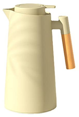 YASAHNG Thermoskanne Isolierkanne, Kaffeekaraffe Für Heißen Kalten Tee Kaffee, Mit Einfachem Sicherheitstaster, Holzgriff, Rutschfeste Unterseite, Thermosflasche Home Office Hotel (Hellgrün,1000ML)