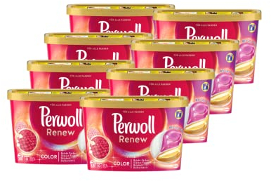 Perwoll Renew Caps Color & Faser Waschmittel, 144 (8 x 18 Wäschen), sanft reinigende All-in-1 Waschmittel Caps zur Farbauffrischung und Faserglättung bei bunter Wäsche