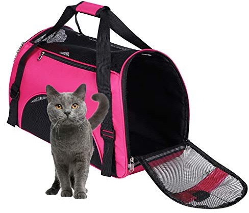 Haustier Tragetasche Welpen Hunde Katze Transporttasche mit Schultergurt Mesh Atmungsaktive Hundetragetasche Katzentragetasche Faltbare Transportbox Haustierträger für Reisen mit Auto Zug Flugzeug