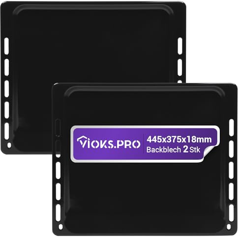 Vioks.pro Backblech 445 x 375 x 18mm Backofen Set 2x Ersatz für Backblech Whirlpool 481010683241 - Backblech Emailliert & Fettpfanne Backofen Ignis