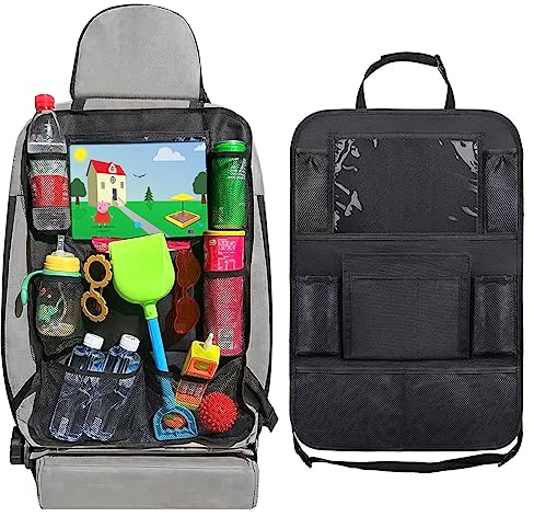 Nutabevr Autositz Organizer, Auto Rückenlehnenschutz Pflegeleicht Oxford Tuch,10 Taschen Organisator für Kinderspielzeug-Aufbewahrung Organizer, Autositz Rücksitz Schutz Kick Matten,Wasserdicht