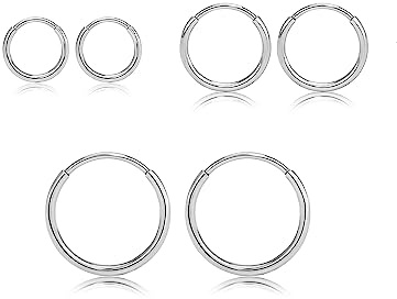 Limerencia Titan Kleine Creolen Ohrringe für Damen Herren, Medizinische Titan Creolen Ohrringe Set, Hypoallergen Knorpel Huggie Ohrringe Lobe Nase Lippen Daith, Helix Piercing Schmuck 8,10,12 MM