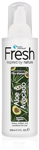 GROOM PROFESSIONAL Fresh Aloe & Avocado Drywash - Trockenshampoo für Hunde - Wasserfreies Hundeshampoo - Reinigt, Pflegt und Macht das Fell Weich - Schnelle Lösung für die Hundepflege, 200ml