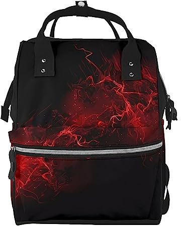 OrcoW Schwarz Und Rot Hintergrund Drucken Windel Tasche Mumie Rucksack Große Kapazität Multifunktions Wasserdichte Windel Tasche Für Mama Und Papa, Schwarz , One size