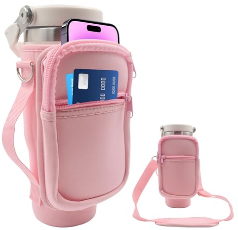 Stanley Iceflow Flip Straw Tumbler 30 oz, Cup Holder Cover Carrier Sling Bag with Strap, Pouch Pocket for Phone/Accessories, Add Handle