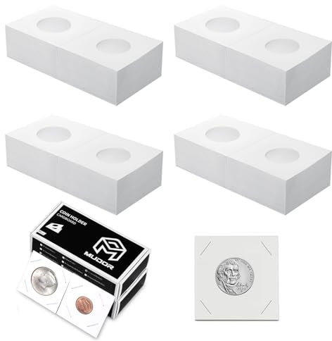 MUDOR Premium-Münzfächer für Nickel, 200 Stück Karton-Münzhalter, Mylar-Münzklappen, 2 x 2, Papier-Münzhalter (Nickel)