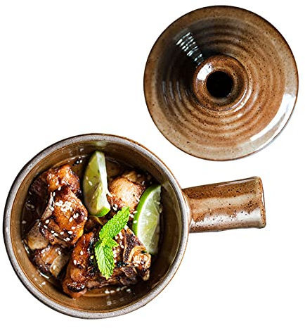 Ensaladera, tazones for servir, tazones de sopa, tazones de barro for sopa de cebolla francesa con asas y tapa, tazón de cerámica de 10 onzas for cereales, sopa de calabaza y ensaladas. Apto for lavav