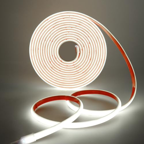 HEGEHE COB Neon LED Streifen, 12V 320LEDs/m Superhell Hohe Dichte IP68 Wasserdicht, Flex Selbstklebend Diffusion COB Neon LED Schlauch Lichtband Strip für Festival Party DIY Deko (Weiß, 3M)