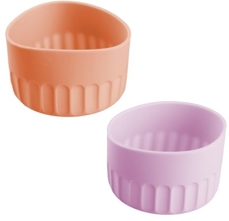 GroveEs 2 PCS Silicone Bottom Sleeve Cover,Protective Water Bottle Boot, Tumbler Bottom Protector Bottles Accessories for 20oz 30oz 40oz Stanley Cups Water Bottles(Orange + Purple)