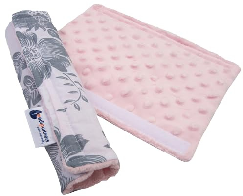 Medi Partners Protège Ceinture Enfant Coussin de Sécurité Voiture Protege Kids 17x22cm 100% Coton Minky Cover Securite Auto Poussette pour Bebe Amovible