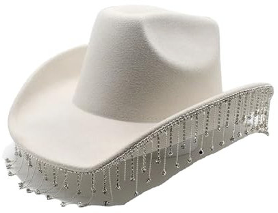 Damen Fedora Hut Mit Großer Breiter Krempe 10 cm Wolle Hochzeit Jazz Hüte Flache Oberseite Filzhut beige 56 58CM