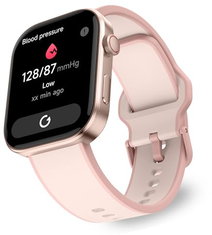 OCTANDRA Beyond VeryFit Smart Watch for Men Women 1.99 AMOLED Screen AI Voice 3ATM Fitness Tracker Watch Heart Rate/Blood Pressure/Oxygen Saturation/Stress/Step/Sleep Monitor (GTX12) (Pink)