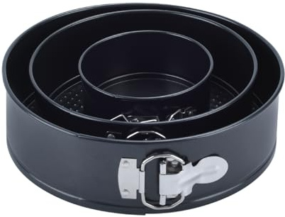 BSDLZCH 3pcs Round Cake Mold with Lock Bottom Baking Tray, Cake Mold Set qifeng Cake Baking Tray (Black)