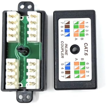 DRUT CAT6 Inline PunchDown Krone Coupler, Black | Cable Joiner for Ethernet Network Cables
