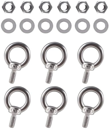 AOMIKITSTU Vite ad anello, 6 pezzi, vite ad occhio M5 × 10 mm, vite ad occhiello chiusa, anello rotondo per ornamenti da appendere
