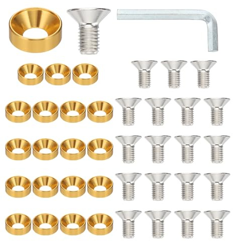 PATIKIL Kit De Arandelas Avellanadas M10, 20 Piezas De Aleación De Aluminio Para Tornillos De Cabeza Plana Para Accesorios Mecánicos Y Modelos DIY, Tono Dorado