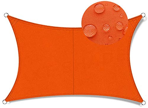 Set di pali per tende da sole, 7 x 7 m, in tessuto HDPE, per esterni, con protezione anti UV, per cortile, giardino, arancione