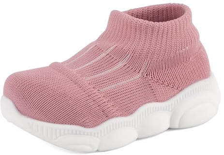 Cheerful Mario Toddlers First Walking Shoes 1-4 T Baby Boys Girls Sneakers Sock Shoes Breathable Flexible Antislip Sole Pink-B 3 UK Child