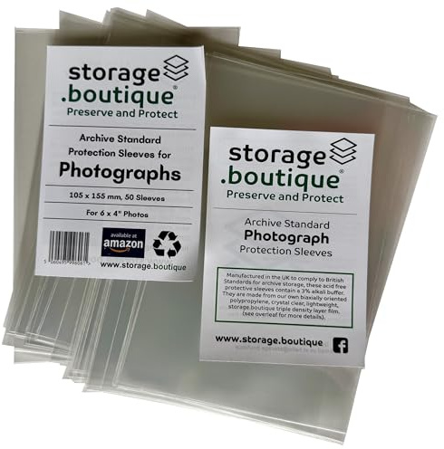 storage.boutique Fundas de protección para fotografía, estándar de archivo, sin ácidos, 155 x 105 mm, 50
