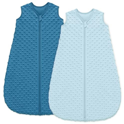 Unnivoll Schlafsack Baby 1.5 Tog Babyschlafsack 0-6 Monate 2er Pack Schlafsack Winter Herbst 67 cm für Jungen Mädchen Neugeborene Himmelblau