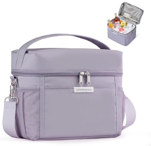 HOMESPON Sac Isotherme à Repas Portable Lunch Bag à Déjeuner Waterproof avec Feuille d'Aluminium Isolée Sac à Main Pliable pour Femme, Enfant à l’École et au Bureau