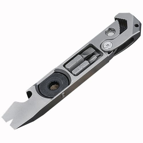 Taschenhebelstange, Titan Vielseitiges Hebelwerkzeug, Mini-Hebeleisen, Flaschenöffner, Ratschenschlüssel, Schraubendreher-Bits, Nagelzieher, Brecheisen, Lineal in einem, leichtes Multitool