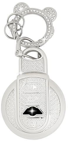 ZVRSUA Autoschlüssel Hülle Passt für BMW Mini Cooper Schlüssel,Schlüsselcover mit Diamant Schlüsselanhänger Kompatibel mit BMW Mini Cooper S D SD One F54 F55 F56 F57 F60,Smart Key (Silber)