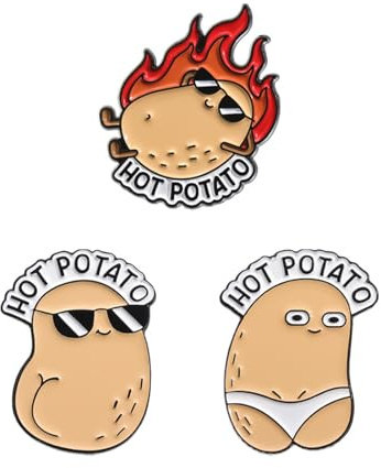 THXFUNAREA 3PCS Pommes de terre mode broche ronde épinglettes badge patate positive patate positive françaispour sac chemise fête de mariage bijoux personnalisés