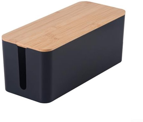 MeevrgR Steckdosenleisten-Organizer-Box, 32 x 13,6 x 12,7 cm, ABS-Kunststoff, Kabel-Management-Box für Schreibtisch/Büro, hitzebeständiger Kabelversteck (schwarz)