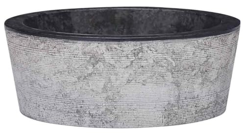 HaoChrymec Waschbecken aus Marmor, Handgefertigt, Schwarz, 40x15 cm, Naturstein Waschbecken für Badezimmer und Waschküche, Handwaschbecken Klein