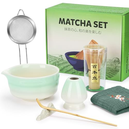 Matcha Kit, 7 Piezas Te Matcha Kit con Batidor Matcha, Matcha Bowl y Cuchara, Kit Te Matcha para Amantes de Matcha Haciendo Desayuno, Latte, Regalo Ideal para Principiantes de Matcha