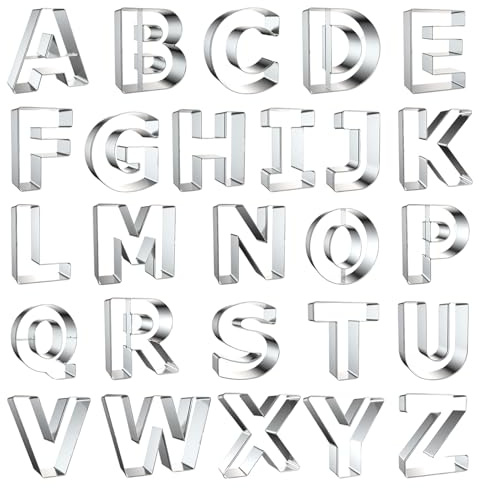 Emporte-pièces alphabet 26 lettres en acier inoxydable pour fondant biscuits fruits pâte outils pour anniversaire Noël et fêtes