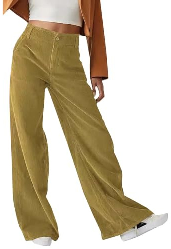 Pantaloncini da donna in corduroy, pantaloni da lavoro casual a vita alta, gamba dritta, palazzo in corduroy, pantaloni elasticizzati a vestibilità sciolta, pantaloni larghi da lavoro in corduroy