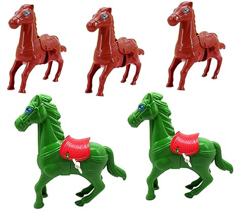 HONMEET 5pcs Wind up Horse Toy Plastic Jumping Horse for Kids