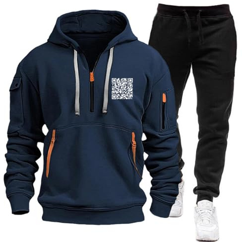 CEWIFO Pantaloni Tuta Uomo con Zip alle Tasche Completa Comoda Felpa Vintage Varsity Jacket Personalizzabile da Lavoro Laterali