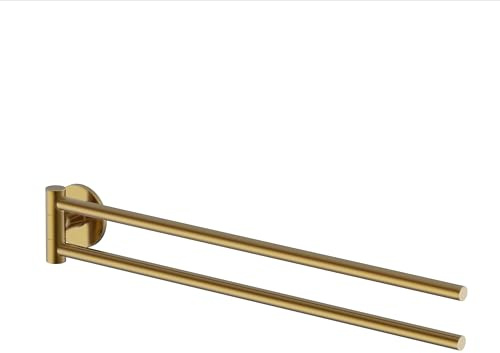 Lenz Handtuchhalter Juna in Gold – 2 schwenkbare Arme, 40 cm – Mit Anti-Fingerabdruck Oberfläche – Wandmontage, zum Kleben oder Bohren – 4105341 | 2 Handtuchstangen, Hochwertige Verarbeitung mit Anti-Fingerabdruck Oberfläche, Wandmontage, Zum Kleben oder Bohren, 4105341