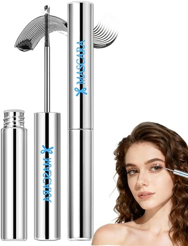 Ultra-Fine Metal Mascara Schwarz, Wimperntusche Wasserfest mit Waschbarer Metallbürste, Extrem Lange Wimpern, Langlebig Wischfest, Iron Wand Mascara 3D Curling Volumen, Hypoallergen Makeup für Frauen