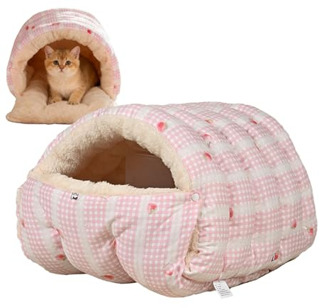 Für überdachte Katzen - Abnehmbare waschbare Samthöhle, Schlafsack mit halbgeschlossener Kapuze | Katzenhaus im Innenbereich, Gemütlicher Ruheplatz für Haustiere für Zuhause, Ca